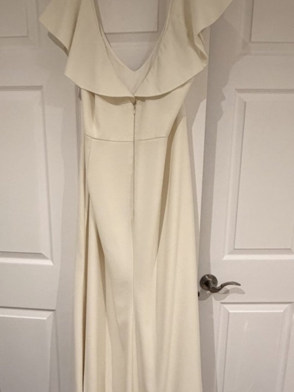 JY Jenny Yoo Dessy Crepe A-Line Wedding Dress Ivory Size 22L - Picture 5 of 8